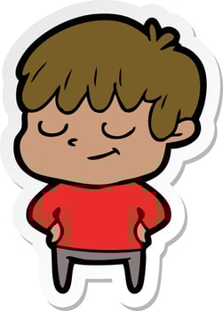 sticker of a cartoon happy boy vector