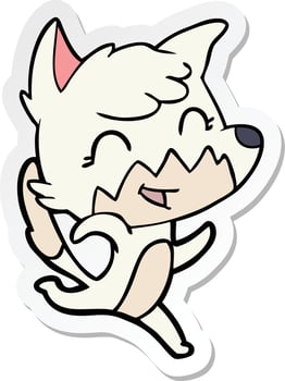sticker of a happy cartoon fox vector