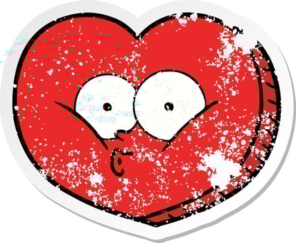 distressed sticker of a cartoon love heart vector