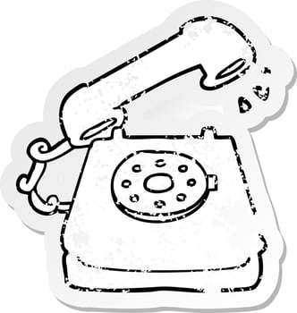 distressed sticker of a cartoon ringing telephone vector