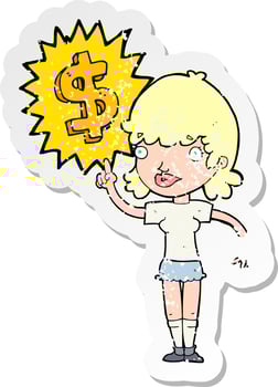 retro distressed sticker of a making money cartoon vector