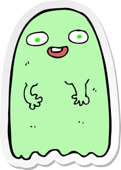 sticker of a funny cartoon ghost vector