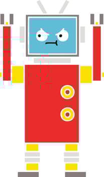 flat color retro cartoon robot vector