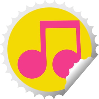 circular peeling sticker cartoon musical note vector