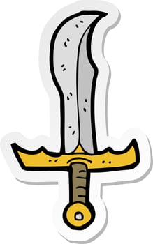 sticker of a cartoon sword vector