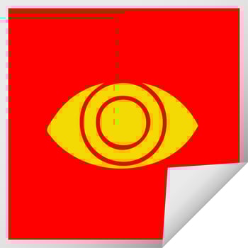 square peeling sticker cartoon eye vector