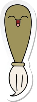 sticker of a cute cartoon paint brush vector