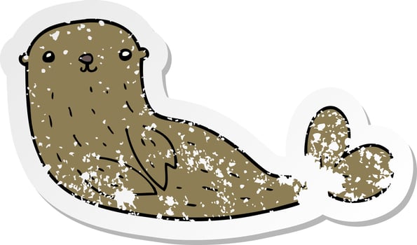 distressed sticker of a cartoon seal vector