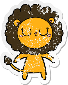 distressed sticker of a cartoon lion vector