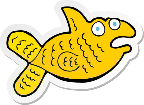sticker of a cartoon fish vector