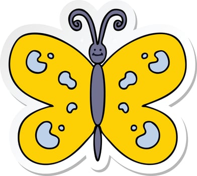sticker of a quirky hand drawn cartoon butterfly vector