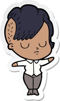 sticker of a cartoon woman vector