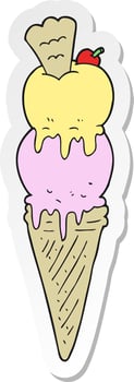 sticker of a cartoon ice cream cone vector