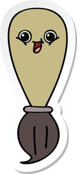 sticker of a cute cartoon paint brush vector
