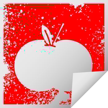distressed square peeling sticker symbol juicy apple vector