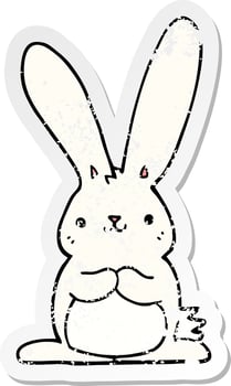 distressed sticker of a cartoon rabbit vector