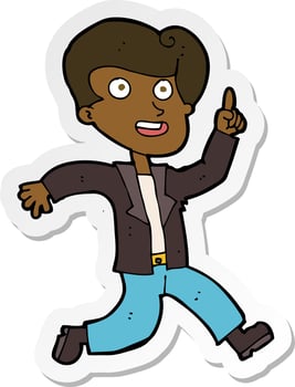 sticker of a cartoon man with great idea vector