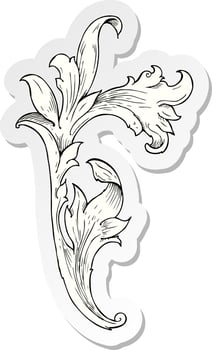 sticker of a traditional hand drawn floral swirl vector