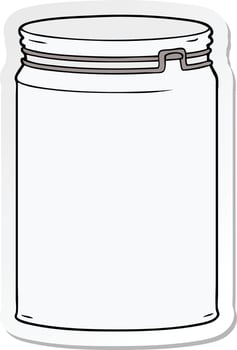 sticker of a cartoon empty glass jar vector