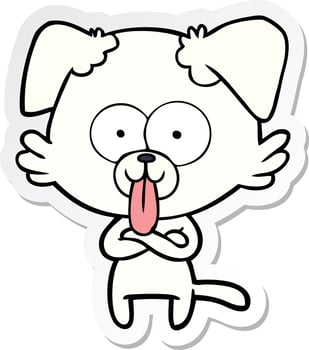 sticker of a cartoon dog with tongue sticking out vector