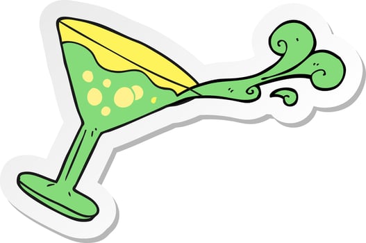 sticker of a cartoon cocktail vector