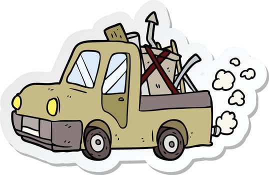 sticker of a cartoon old truck vector