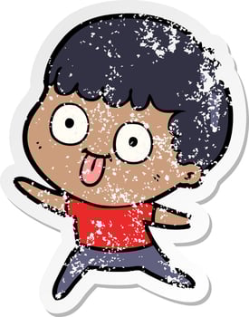 distressed sticker of a cartoon man staring vector