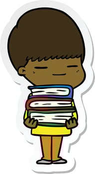 sticker of a cartoon smug boy vector