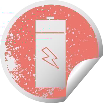 distressed circular peeling sticker symbol electrical battery vector