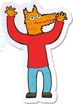 sticker of a cartoon fox man vector