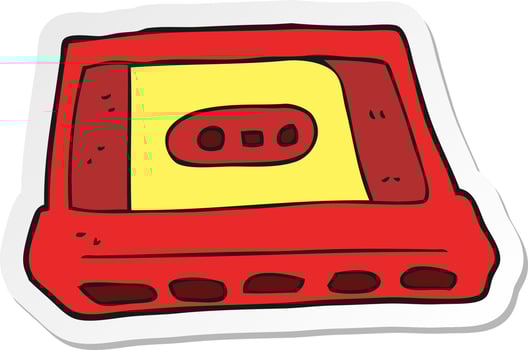 sticker of a cartoon cassette tape vector