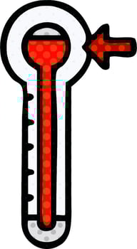 comic book style cartoon hot thermometer vector