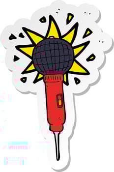 sticker of a cartoon microphone vector