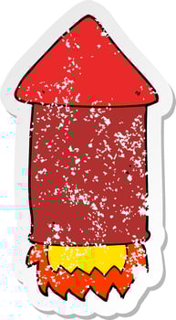 distressed sticker of a cartoon rocket vector