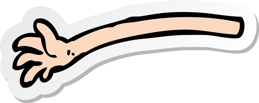 sticker of a cartoon arm vector
