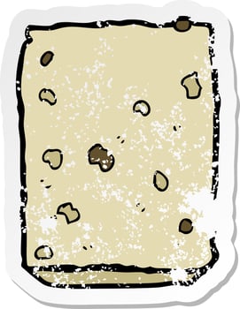 distressed sticker of a cartoon biscuit vector
