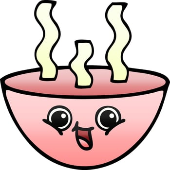 gradient shaded cartoon bowl of hot soup vector