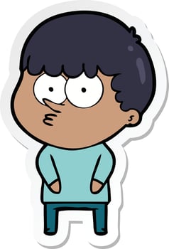 sticker of a cartoon curious boy vector
