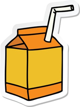 sticker of a quirky hand drawn cartoon quirky hand drawn cartoon of juice vector