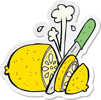 sticker of a cartoon sliced lemon vector