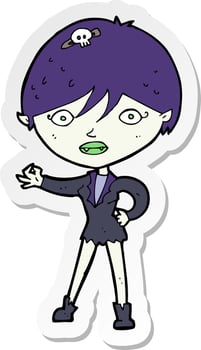 sticker of a cartoon vampire girl vector