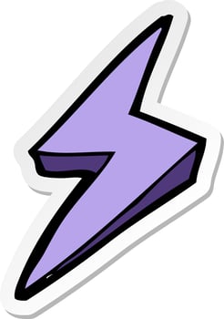sticker of a cartoon lightning bolt symbol vector