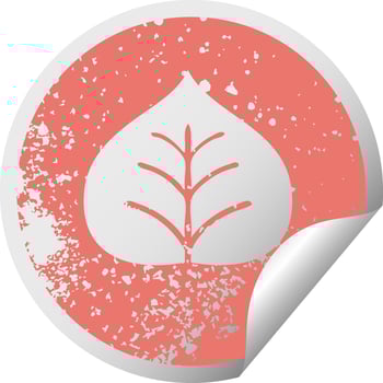 distressed circular peeling sticker symbol autumn leaf vector