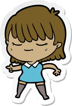 sticker of a cartoon woman vector