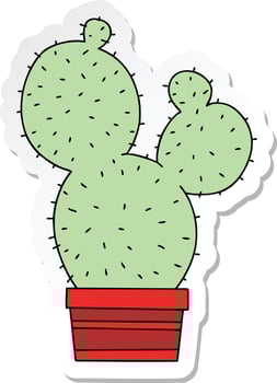 sticker of a quirky hand drawn cartoon cactus vector