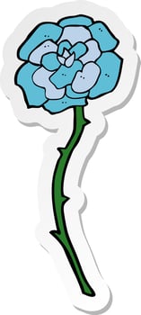 sticker of a blue flower tattoo cartoon vector