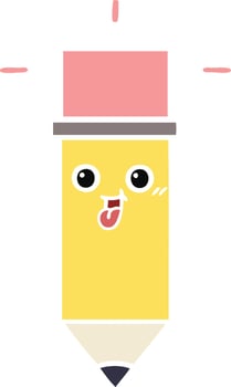 flat color retro cartoon pencil vector