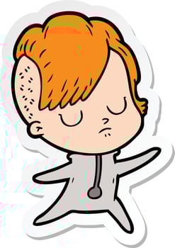 sticker of a cartoon woman vector