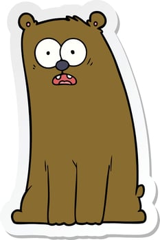 sticker of a cartoon surprised bear vector