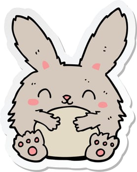 sticker of a cute cartoon rabbit vector